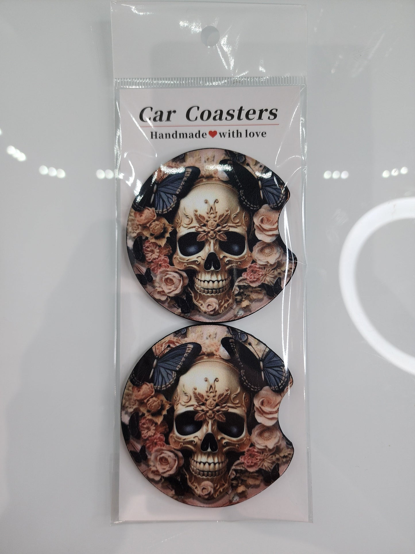 Car Coaster-Flower Skull
