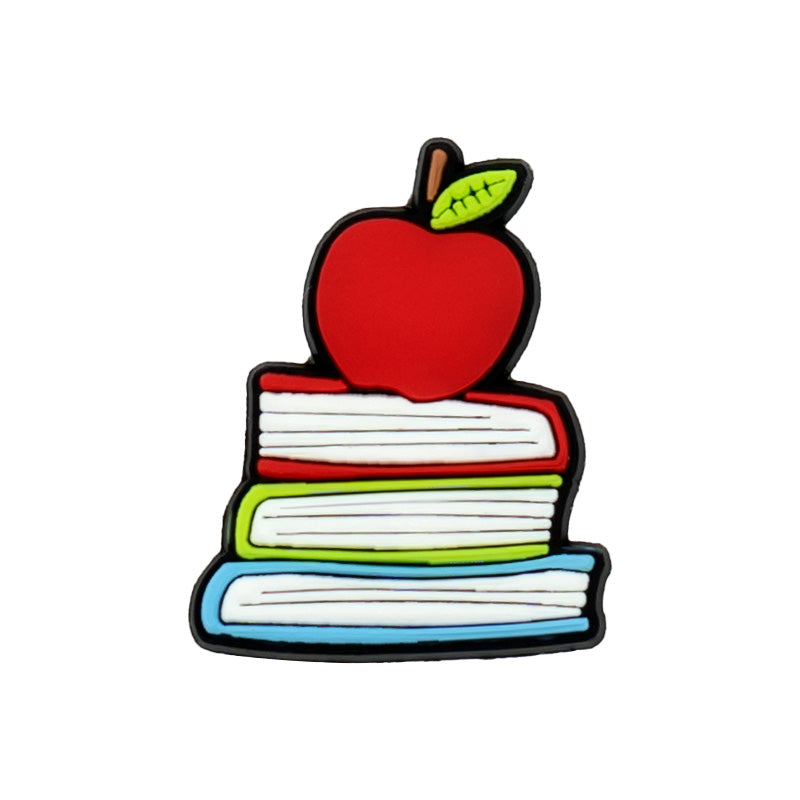 Apple and Books Shoe Charm
