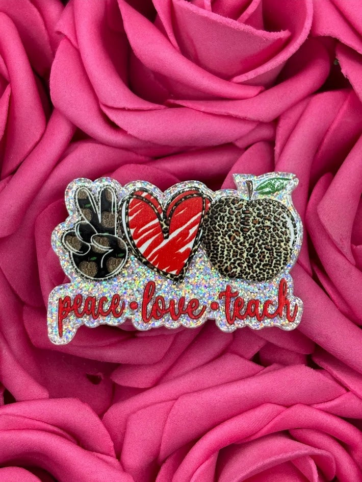 Peace Love Teach Bogg Bag Charm