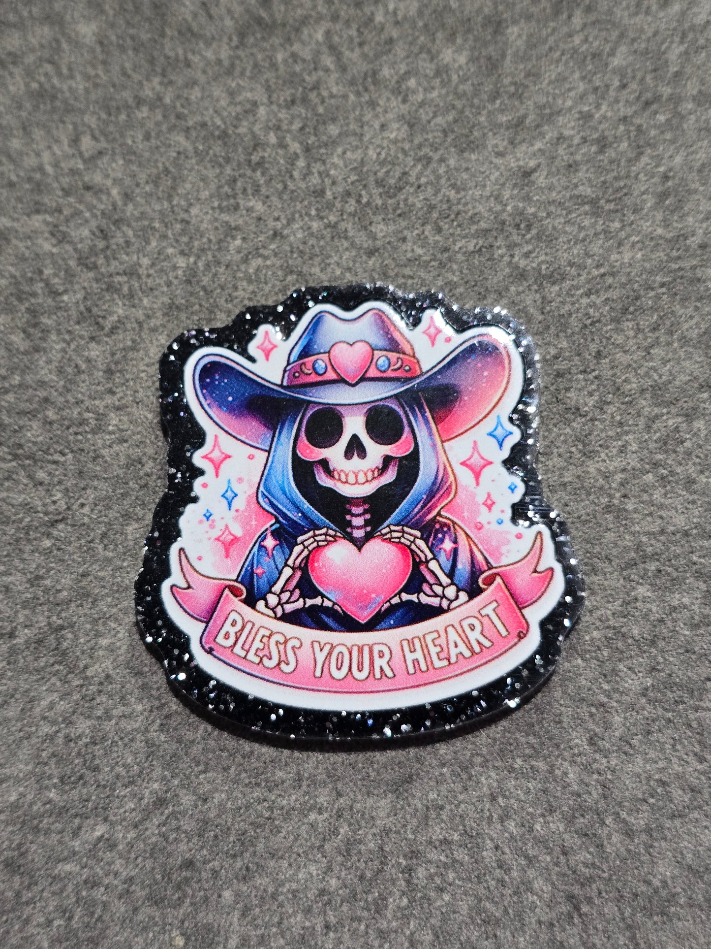 Acrylic Glitter Flatbacks- Blees Your Heart