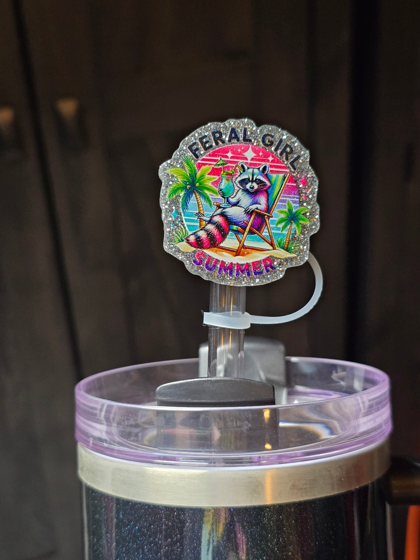 ✨️Acrylic Glitter Straw Toppers-Feral Girl Summer✨️