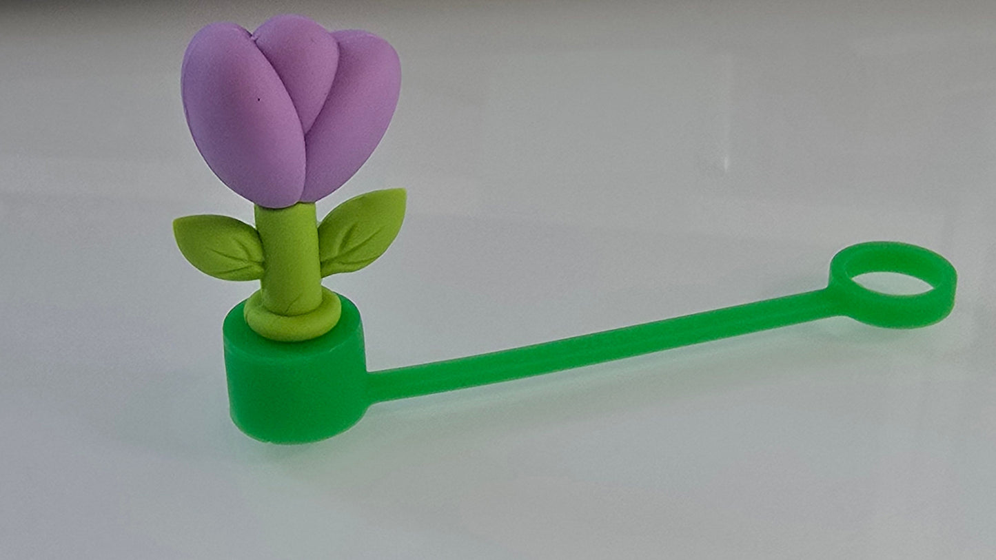 3D Straw Toppers- Purple Flower