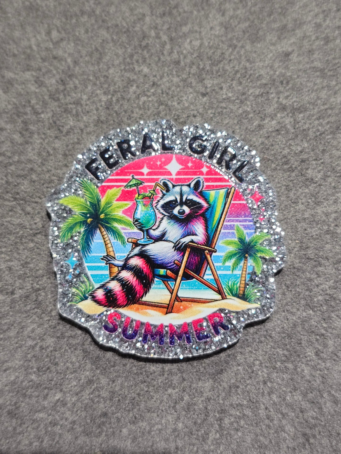 Acrylic Glitter Flatbacks- Ferral Girl Summer