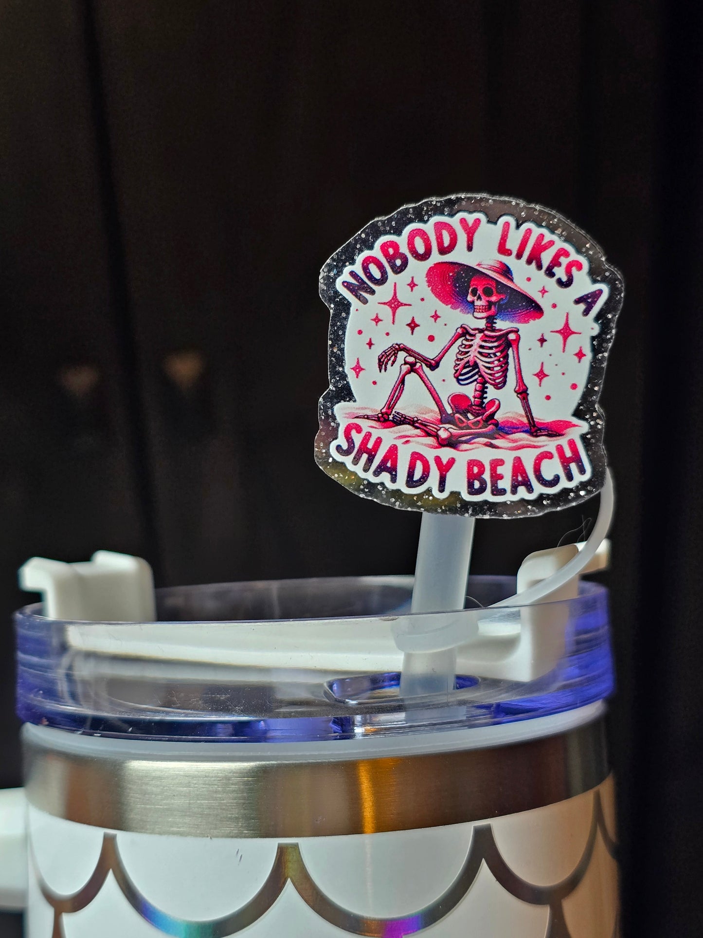 ✨️Acrylic Glitter Straw Toppers- Shady Beach✨️