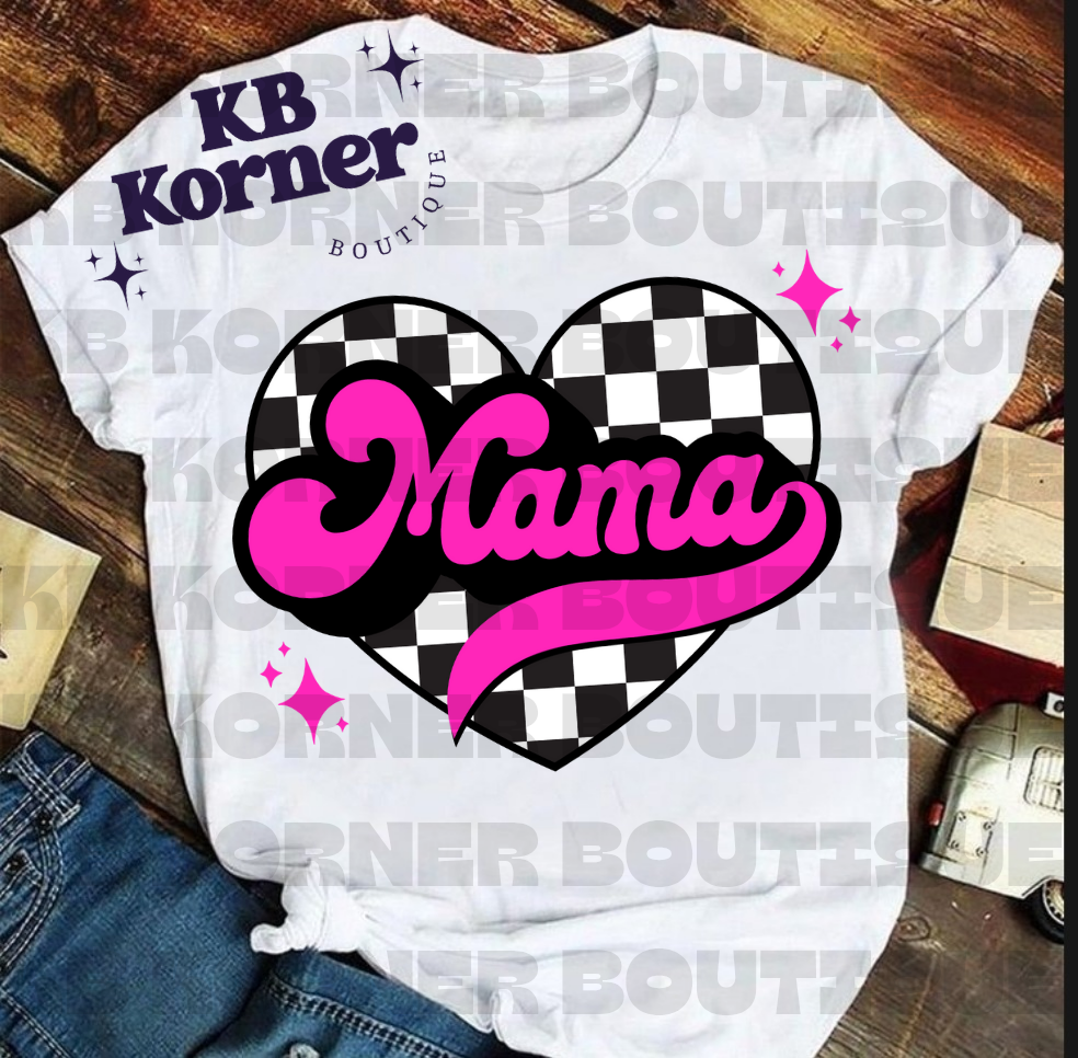 Graphic Tee-Checkered Hot Pink Mama