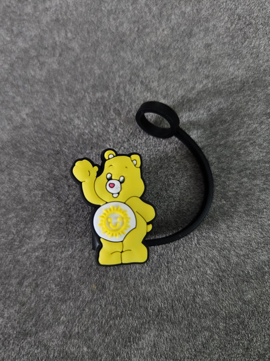 Straw Toppers-Yellow Care Bear