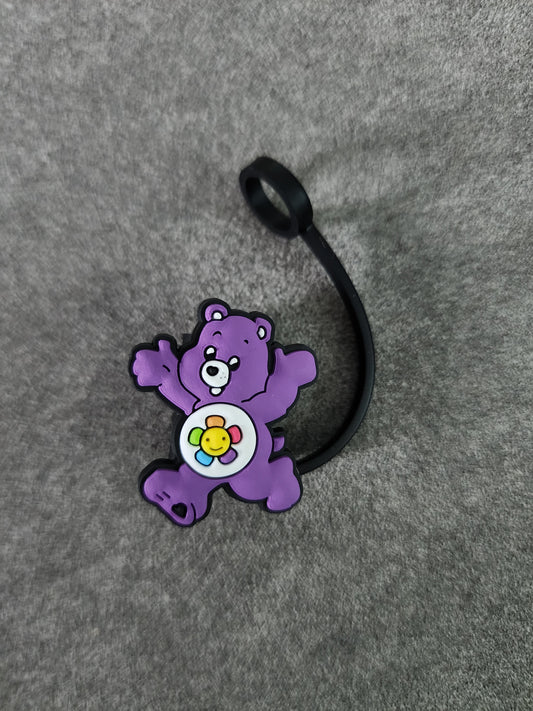 Straw Toppers-Purple Care Bear