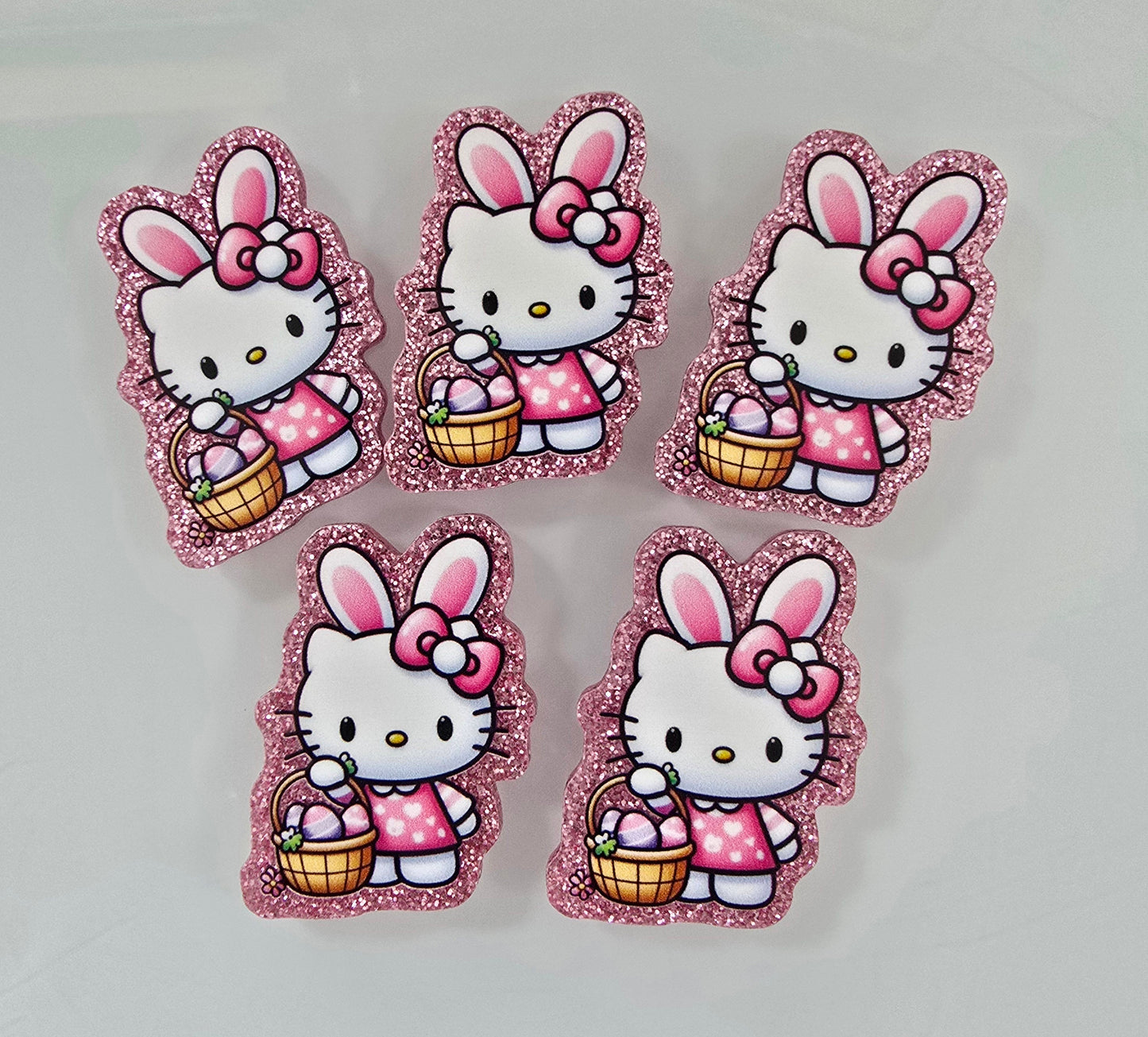 Glitter Flatback- Glitter Flatback- HC Easter Bunny w/Basket