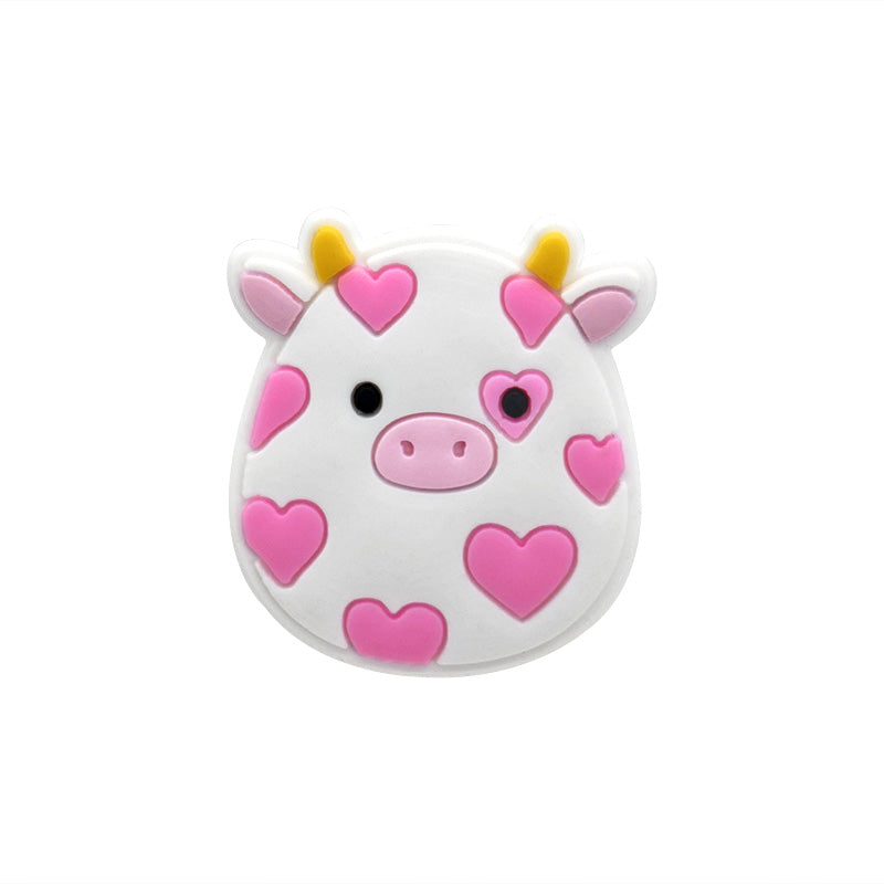 Pink Hearts Cow Straw Topper