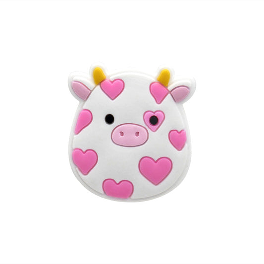 Pink Hearts Cow Straw Topper