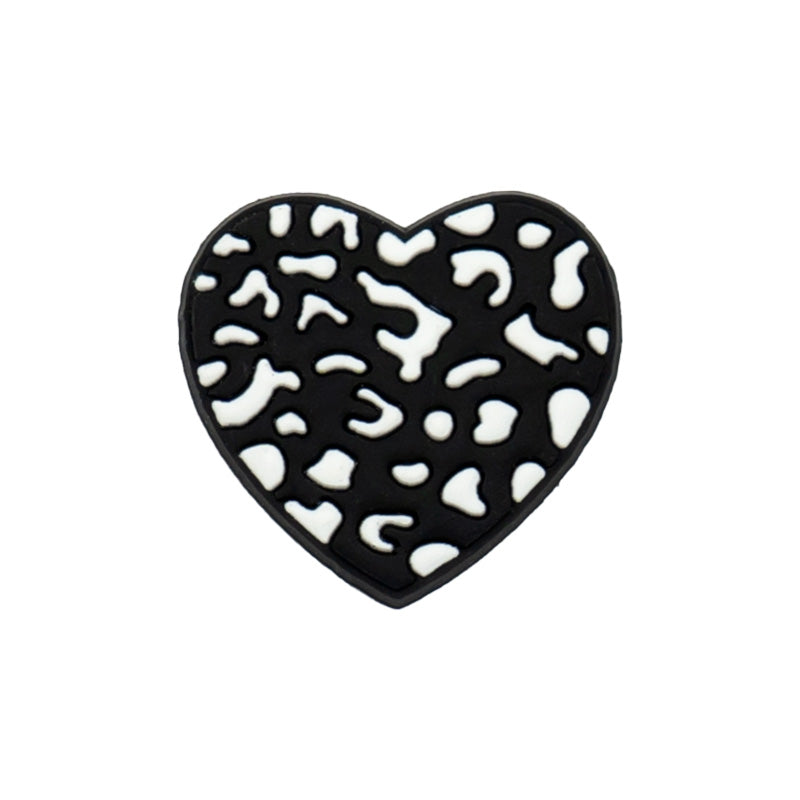 Cow Print Heart Croc Charm