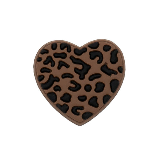 Brown Cowprint Heart Shoe Charm
