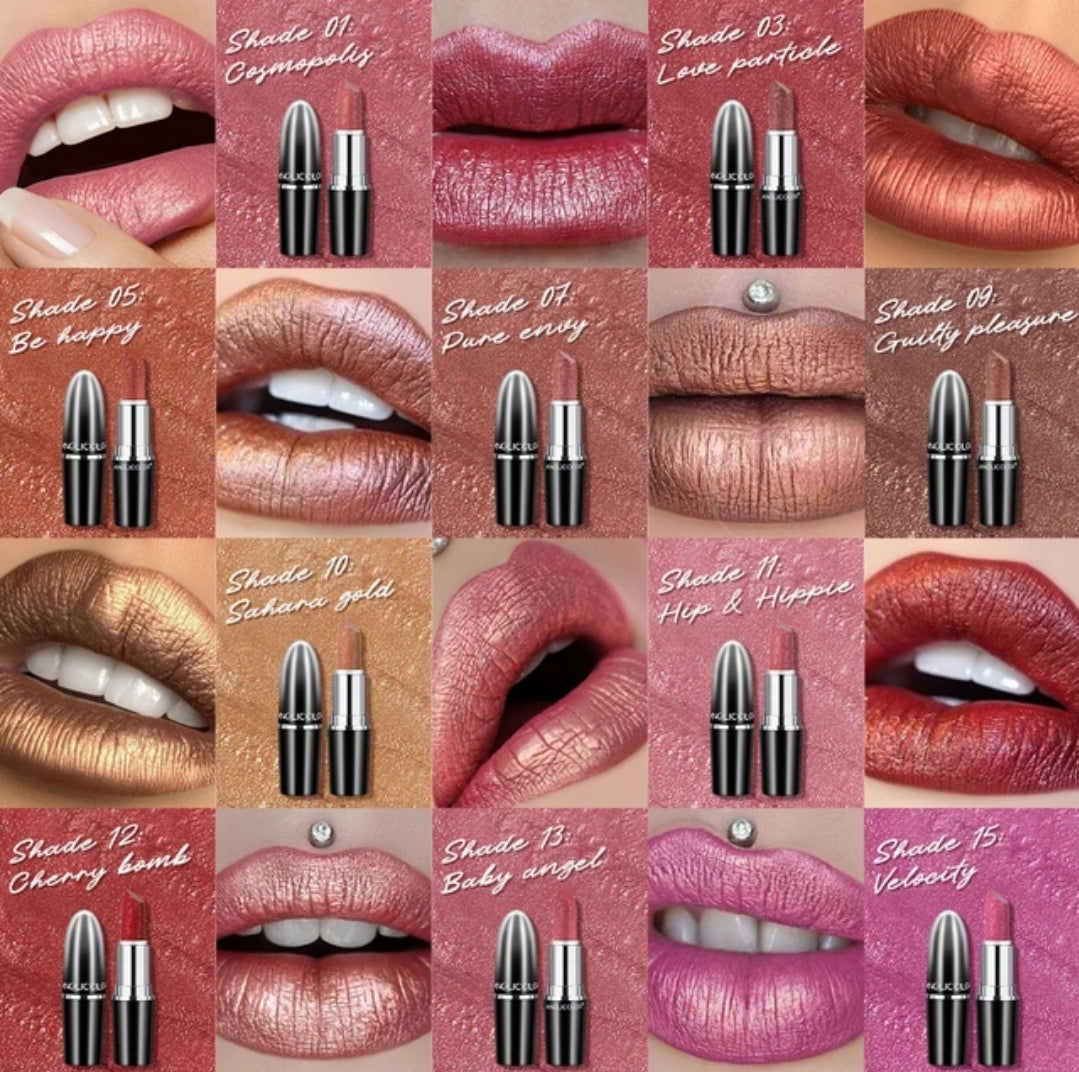 🫦 #12 🍒 Cherry Bomb Metallic Glam Shimmer Lipstick 🫦