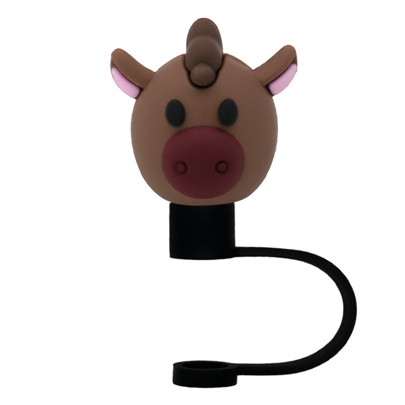 3D Straw Toppers- Brown Cow