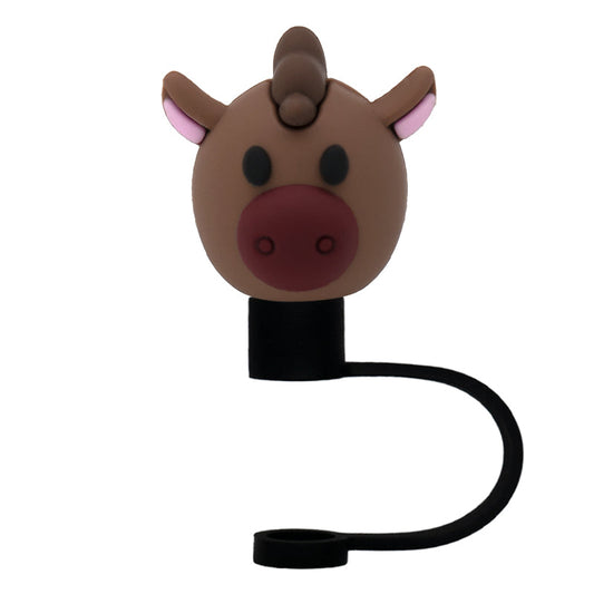 3D Straw Toppers- Brown Cow