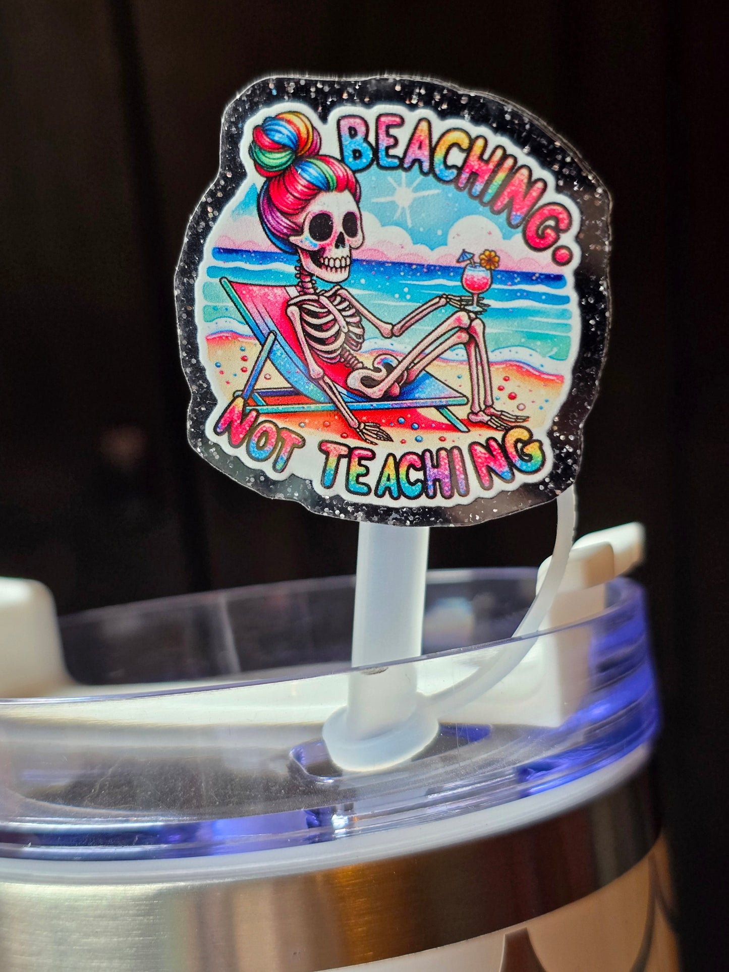 ✨️Acrylic Glitter Straw Toppers- Beachin Noy Teaching✨️