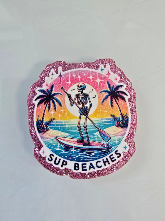 Acrylic Glitter Flatbacks- Sup Beaches