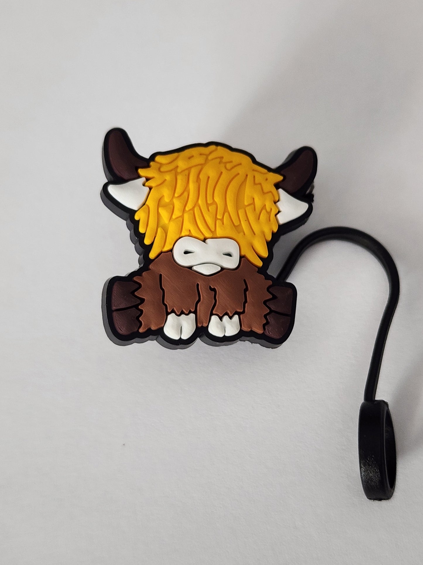 Highland Cow Straw Topper Yellow Hair