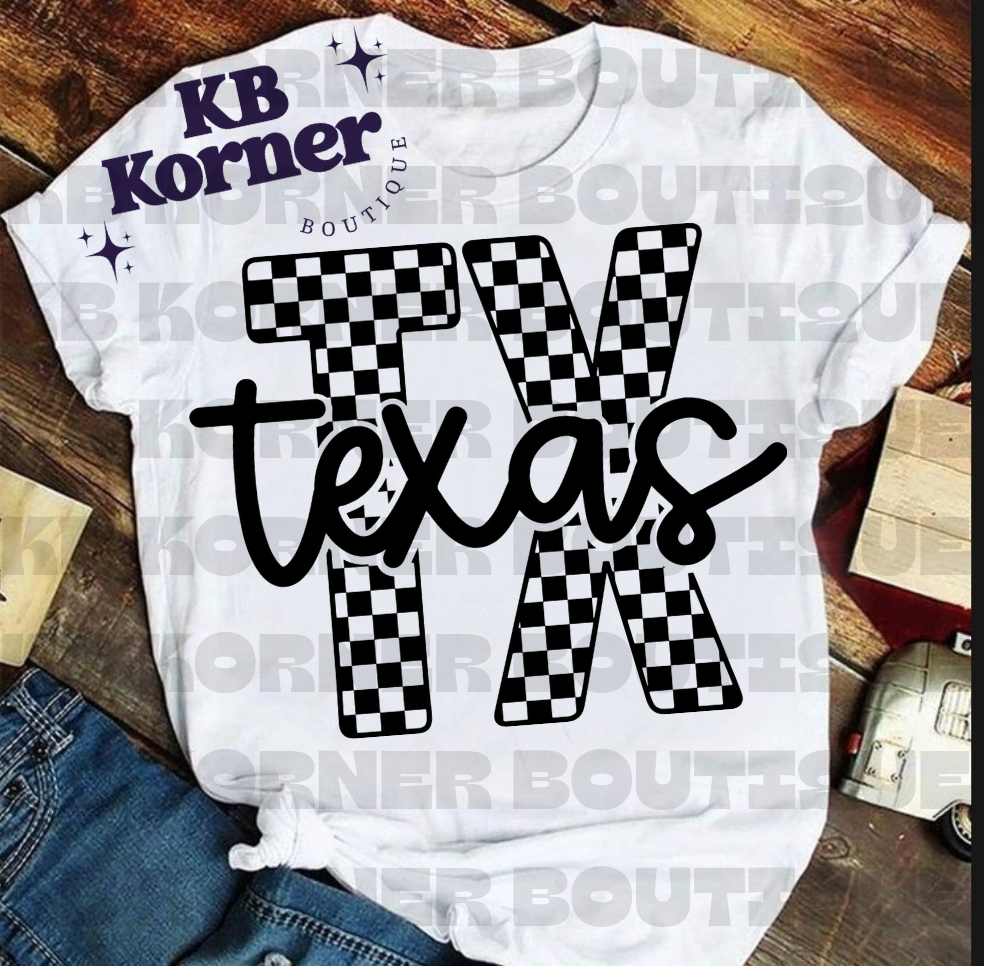 Graphic Tee-Checkered TX