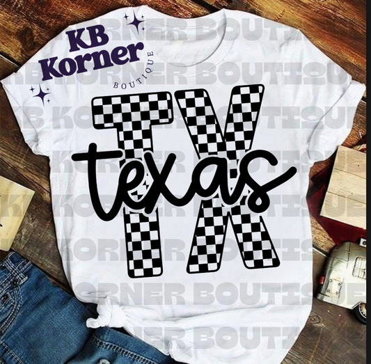 Graphic Tee-Checkered TX