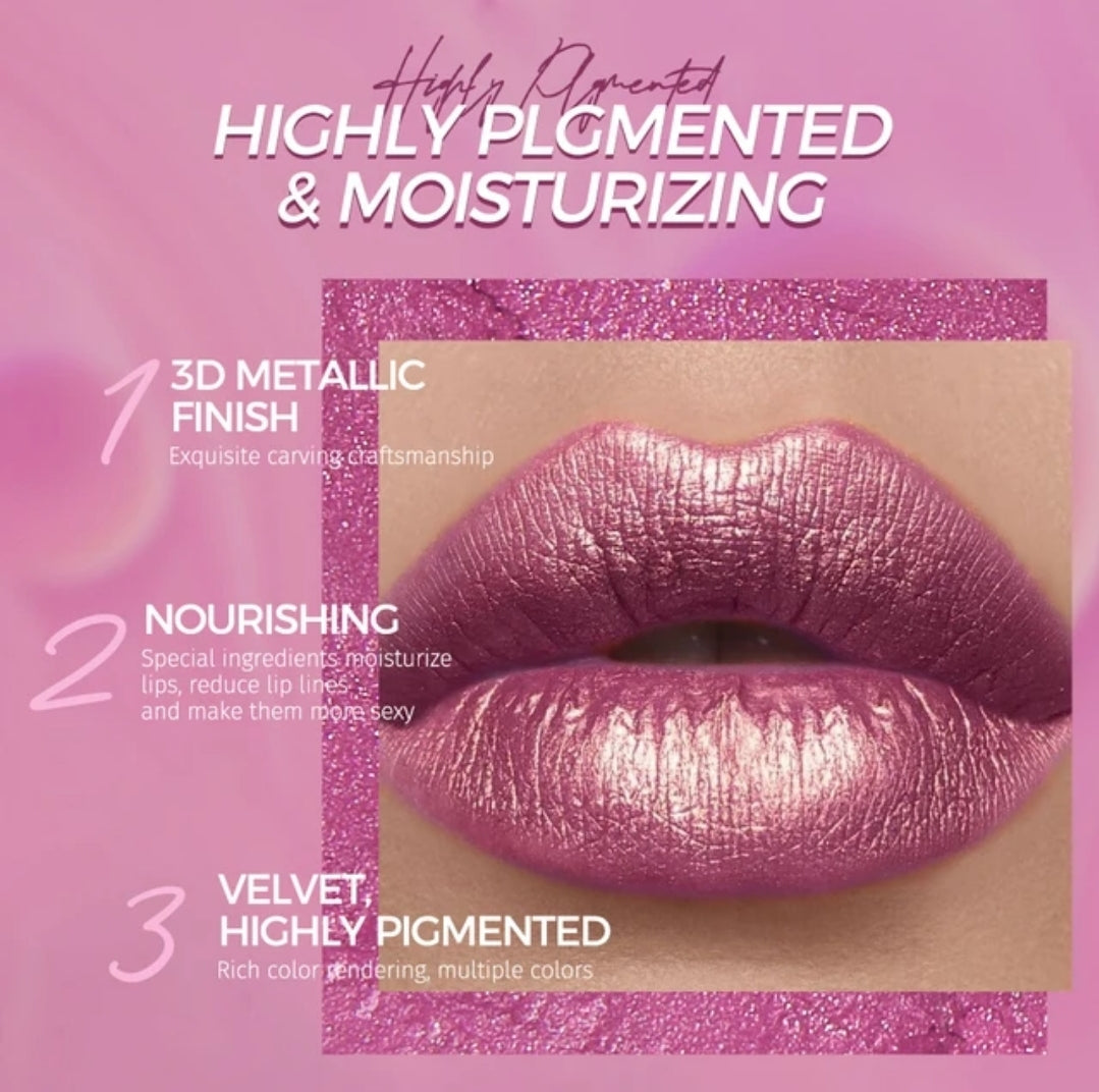 🫦 #12 🍒 Cherry Bomb Metallic Glam Shimmer Lipstick 🫦