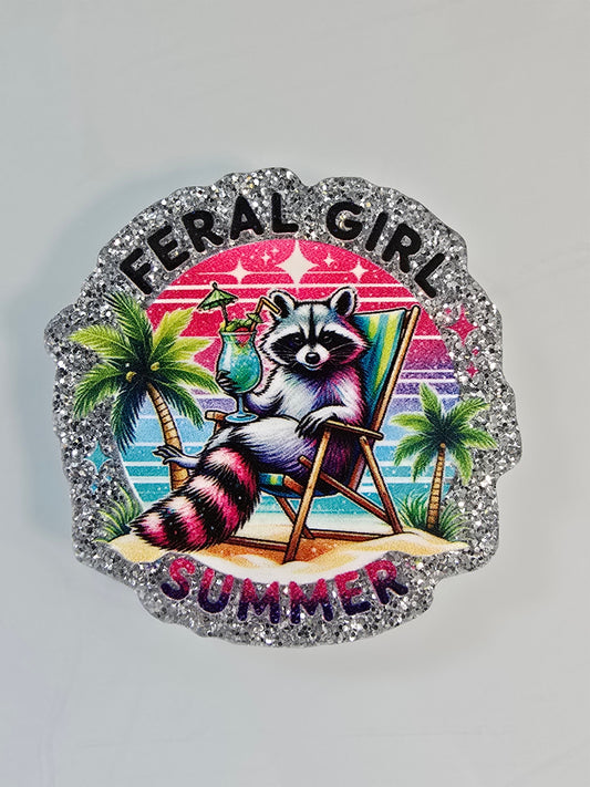 Acrylic Glitter Flatbacks- Ferral Girl Summer