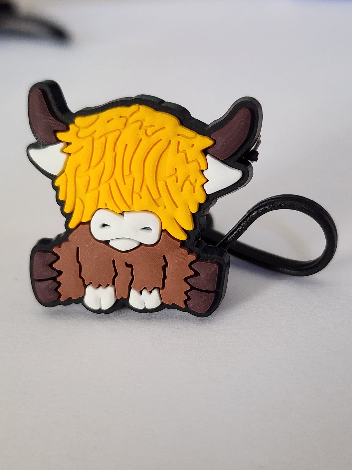 Highland Cow Straw Topper Yellow Hair