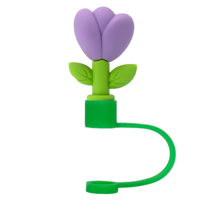 3D Straw Toppers- Purple Flower