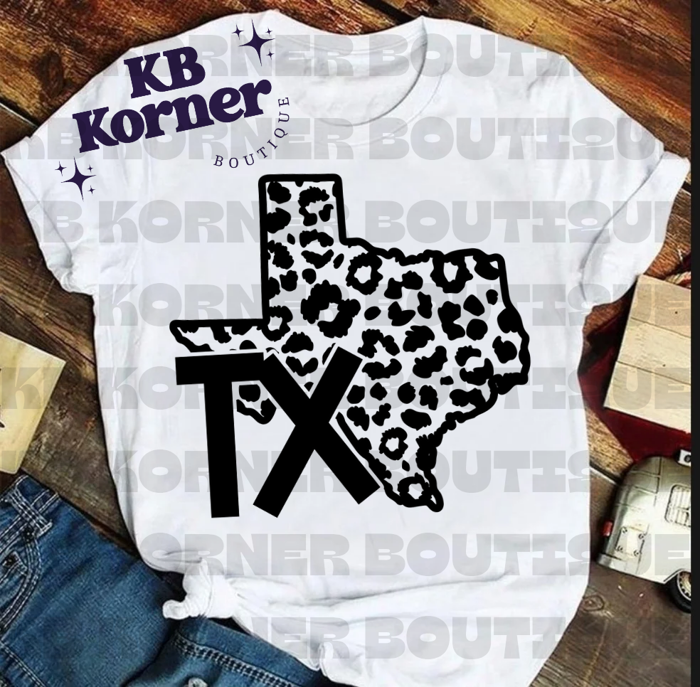 Graphic Tee-Texas Leopard