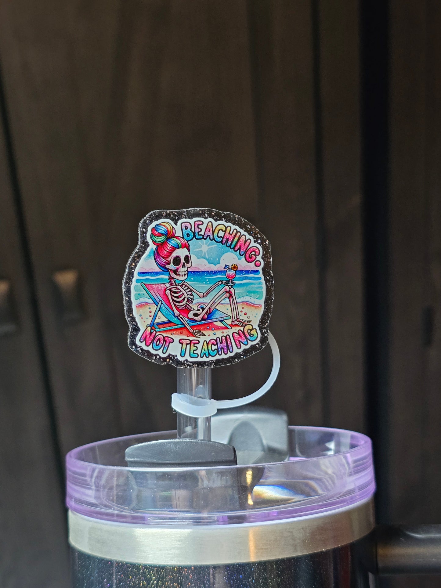 ✨️Acrylic Glitter Straw Toppers- Beachin Noy Teaching✨️