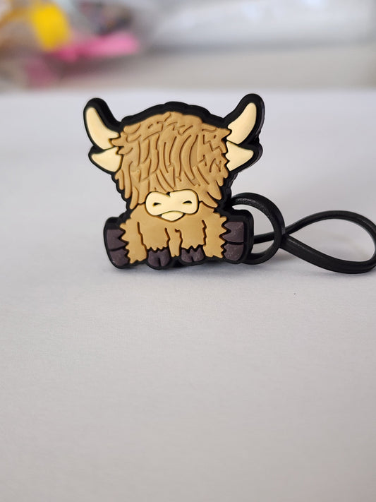 Highland Cow Straw Topper Light Brown