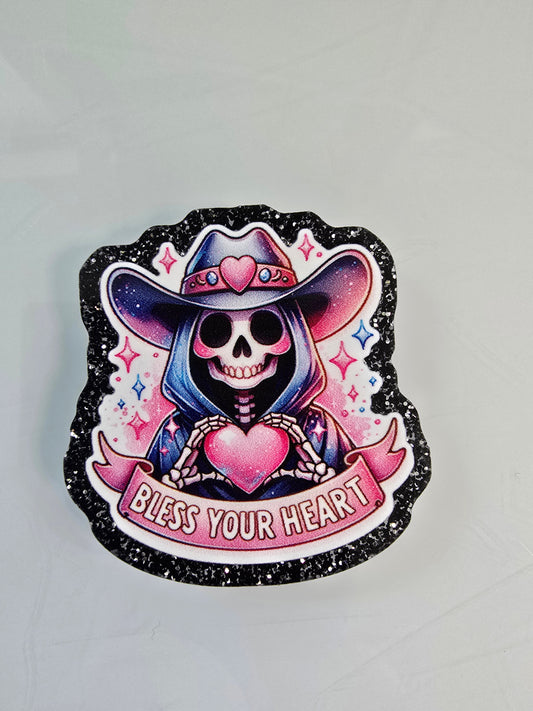 Acrylic Glitter Flatbacks- Blees Your Heart