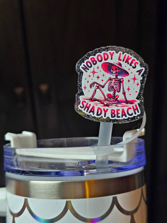 ✨️Acrylic Glitter Straw Toppers- Shady Beach✨️