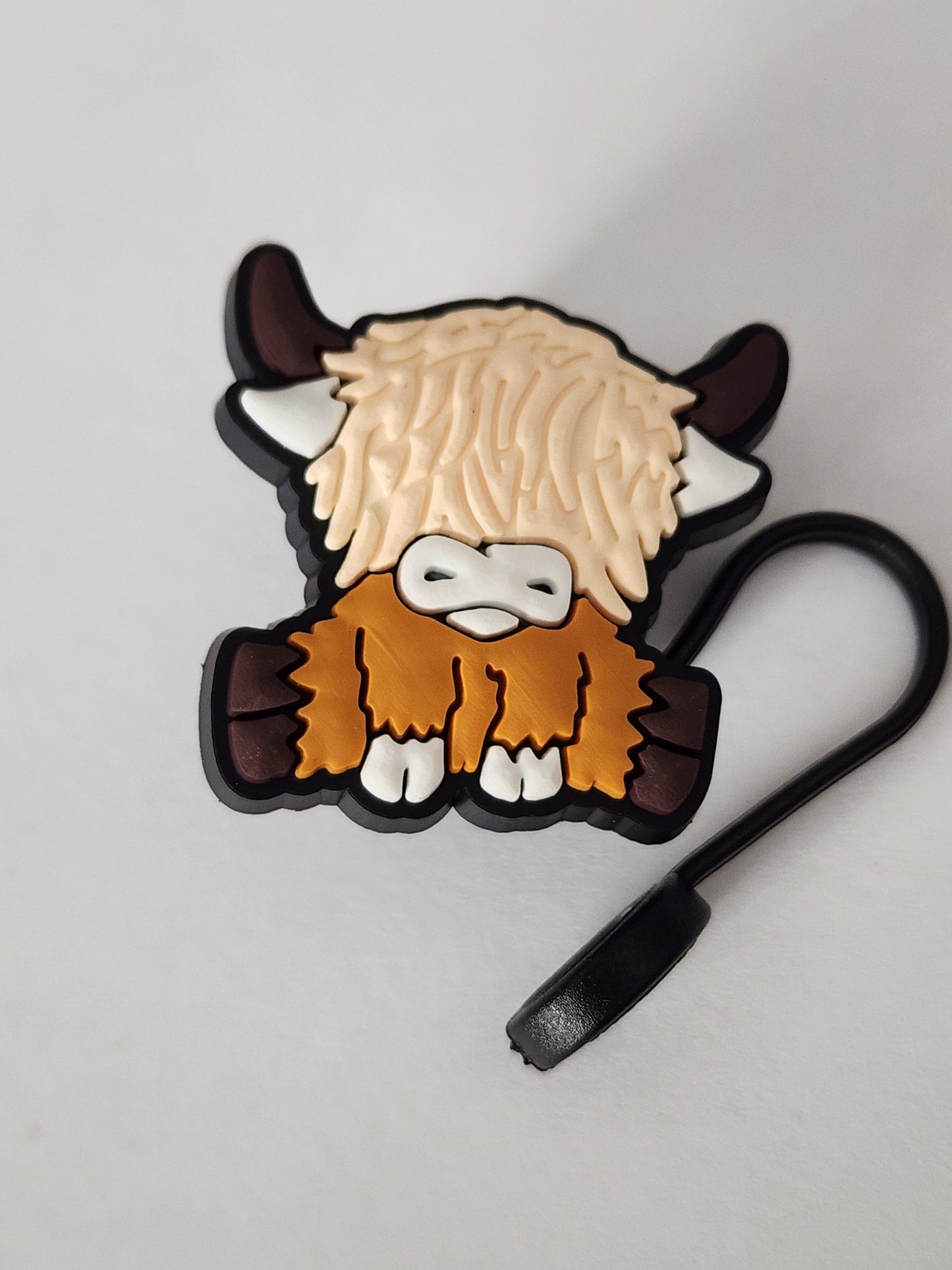 Highland Cow Straw Topper Cream Hair