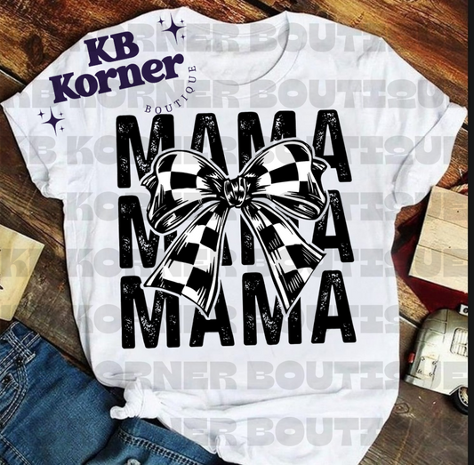 Graphic Tee-Mama Checkered Bow