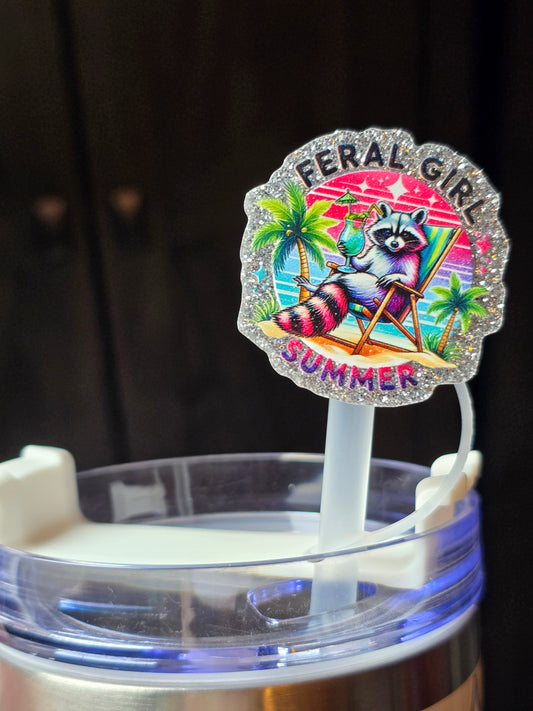✨️Acrylic Glitter Straw Toppers-Feral Girl Summer✨️