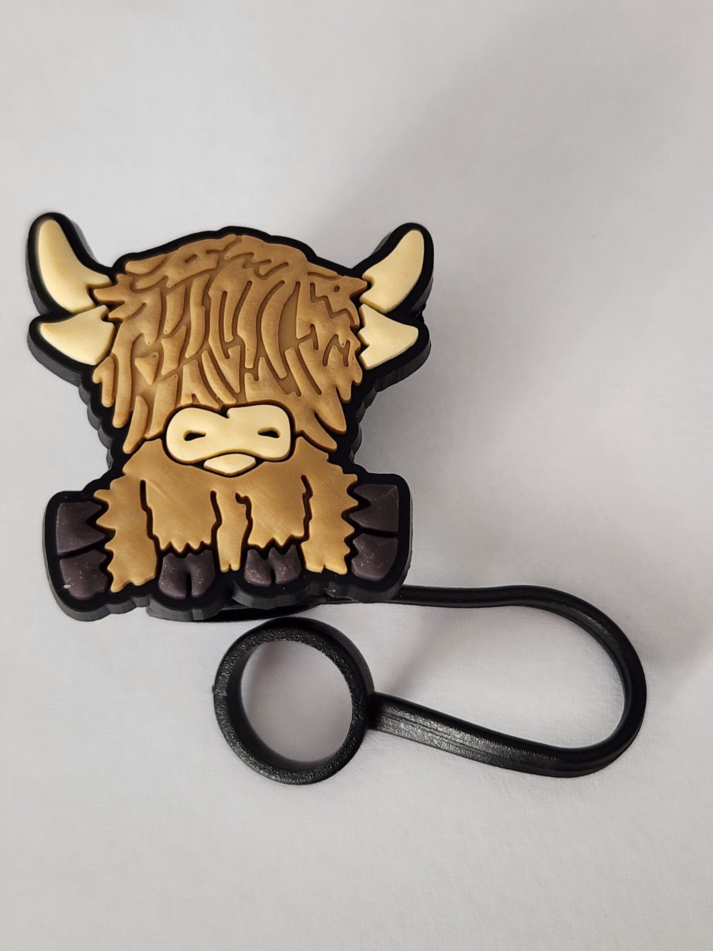 Highland Cow Straw Topper Light Brown